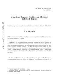 Quantum Inverse Scattering Method. Selected Topics