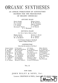 Organic syntheses. V. 22