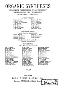 Organic syntheses. V. 27